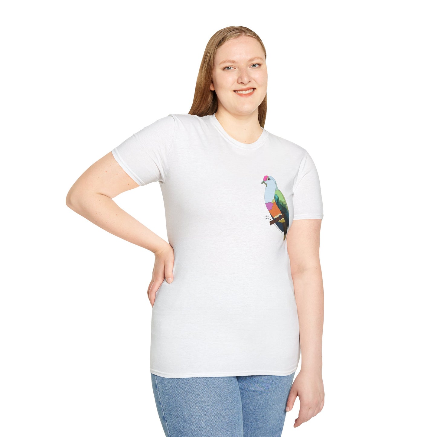 Rose-crowned Fruit Dove - Small design - Unisex Softstyle T-Shirt