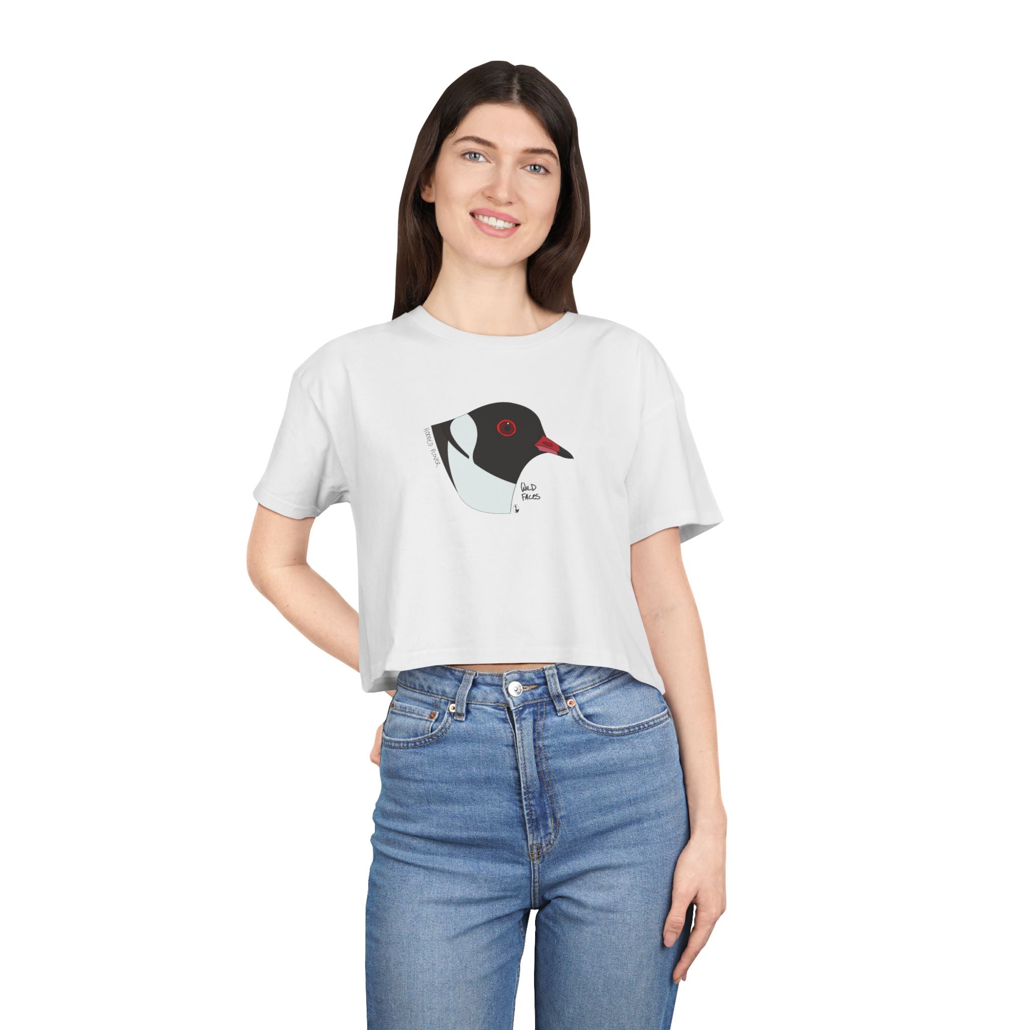 Hooded Plover (head) - Women's Crop Tee