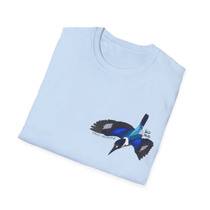 Forest Kingfisher (flying) - Small design - Unisex Softstyle T-Shirt