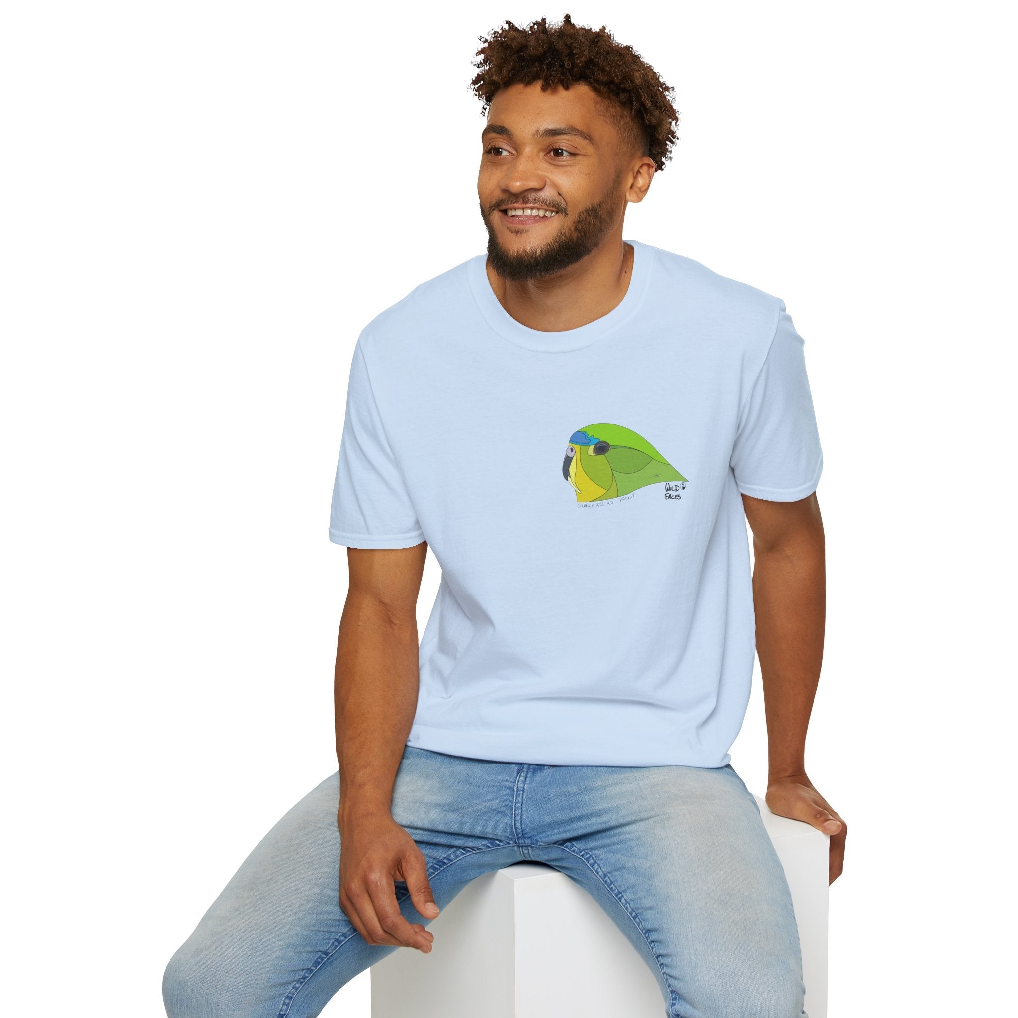 Orange-bellied Parrot - Small design- Unisex Softstyle T-Shirt Printify