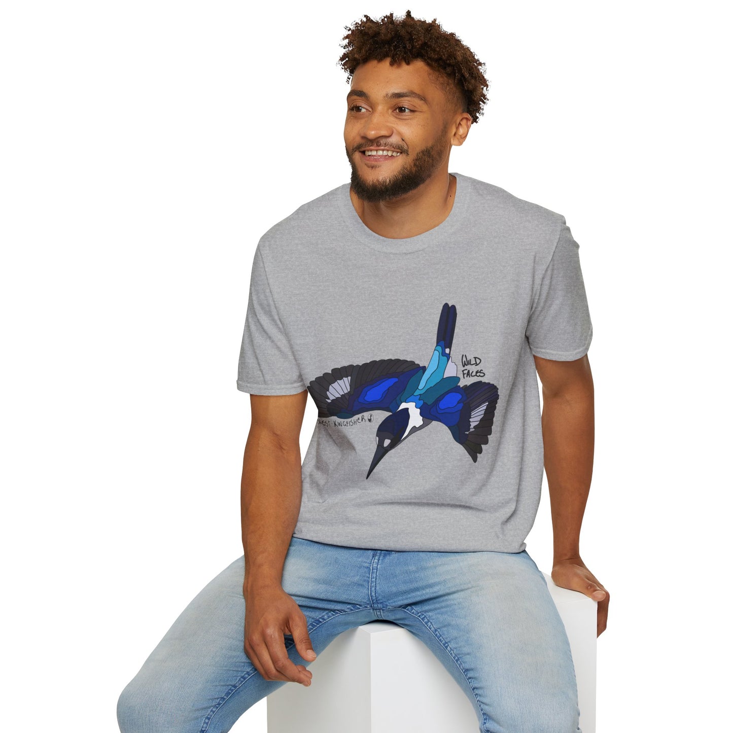 Forest Kingfisher (flying) - Unisex Softstyle T-Shirt