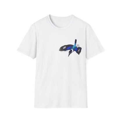 Forest Kingfisher (flying) - Small design - Unisex Softstyle T-Shirt