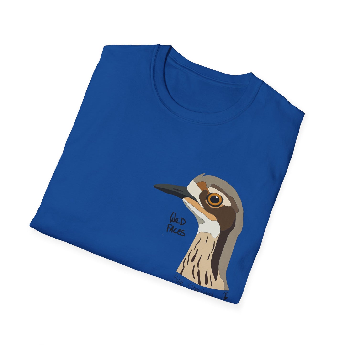 Bush Stone-curlew Head- Small design - Unisex Softstyle T-Shirt