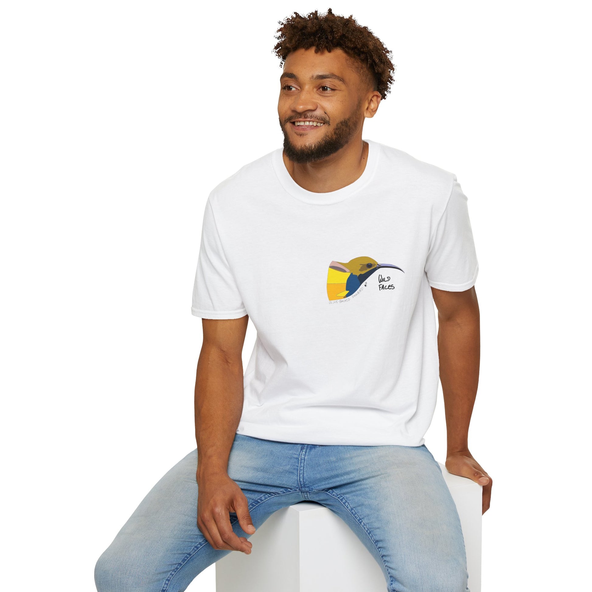 Olive-backed Sunbird - Small design - Unisex Softstyle T-Shirt Printify