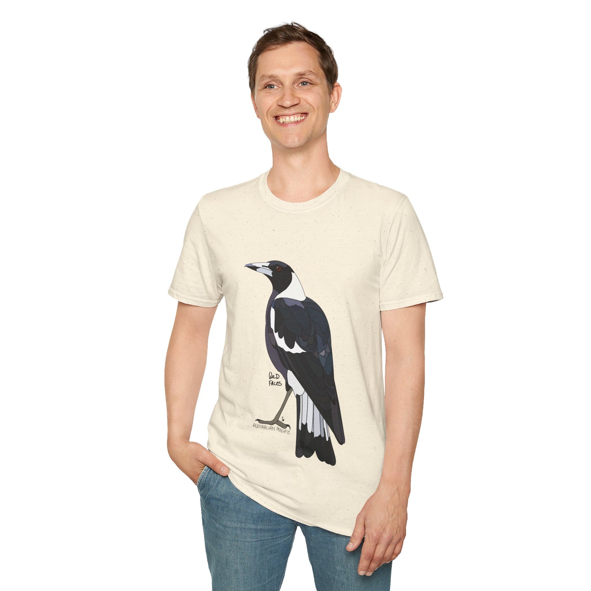 Australian Magpie - Unisex Softstyle T-Shirt Printify