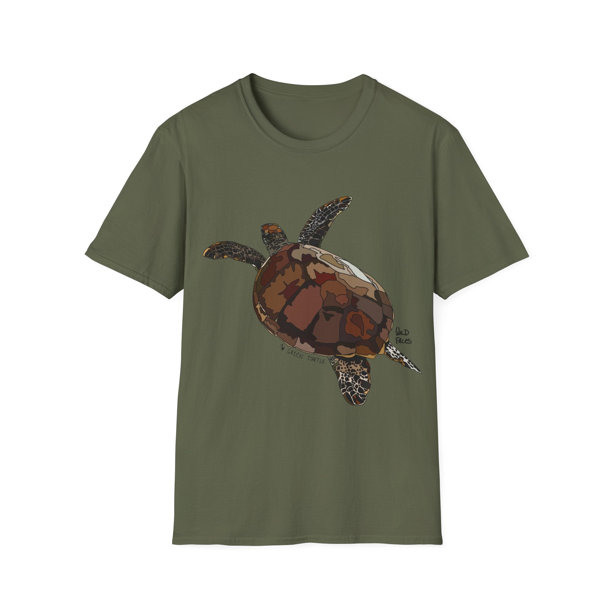Green Turtle - Unisex Softstyle T-Shirt Printify