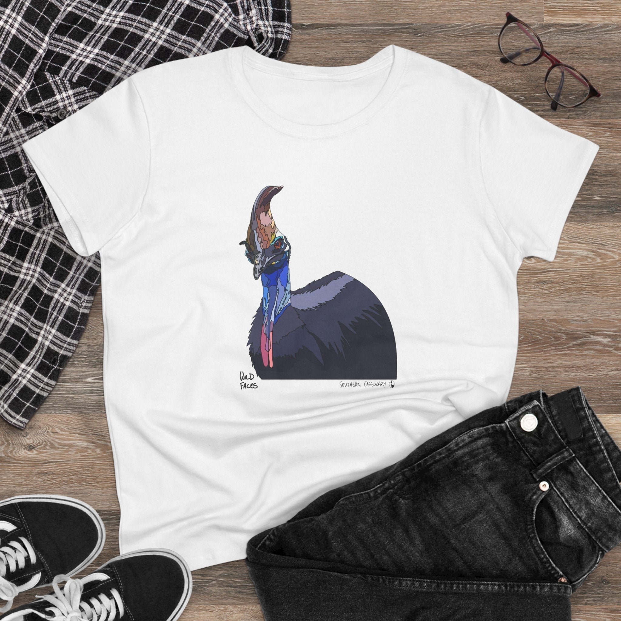Southern Cassowary - Women's Midweight Cotton Tee Printify