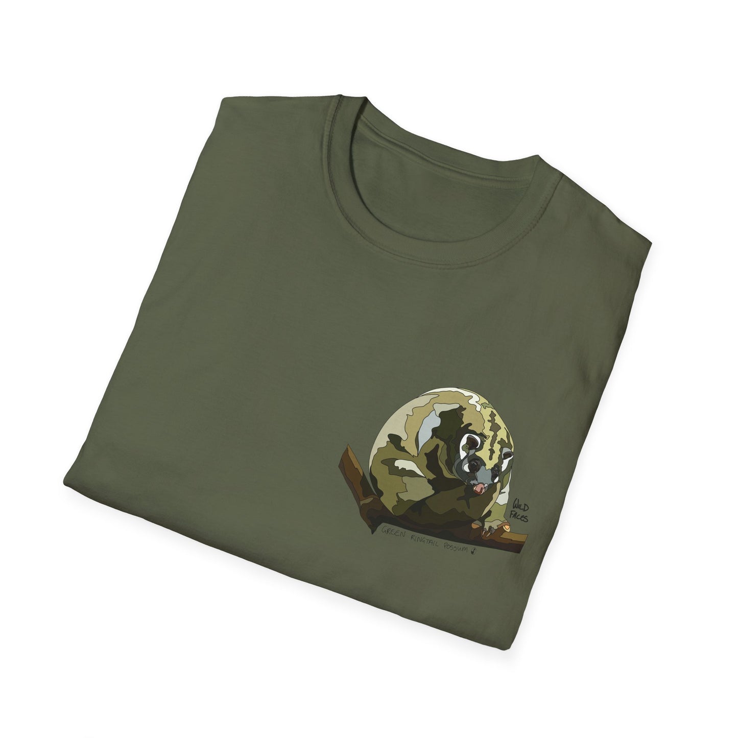 Green Ringtail Possum - Small Design - Unisex Softstyle T-Shirt