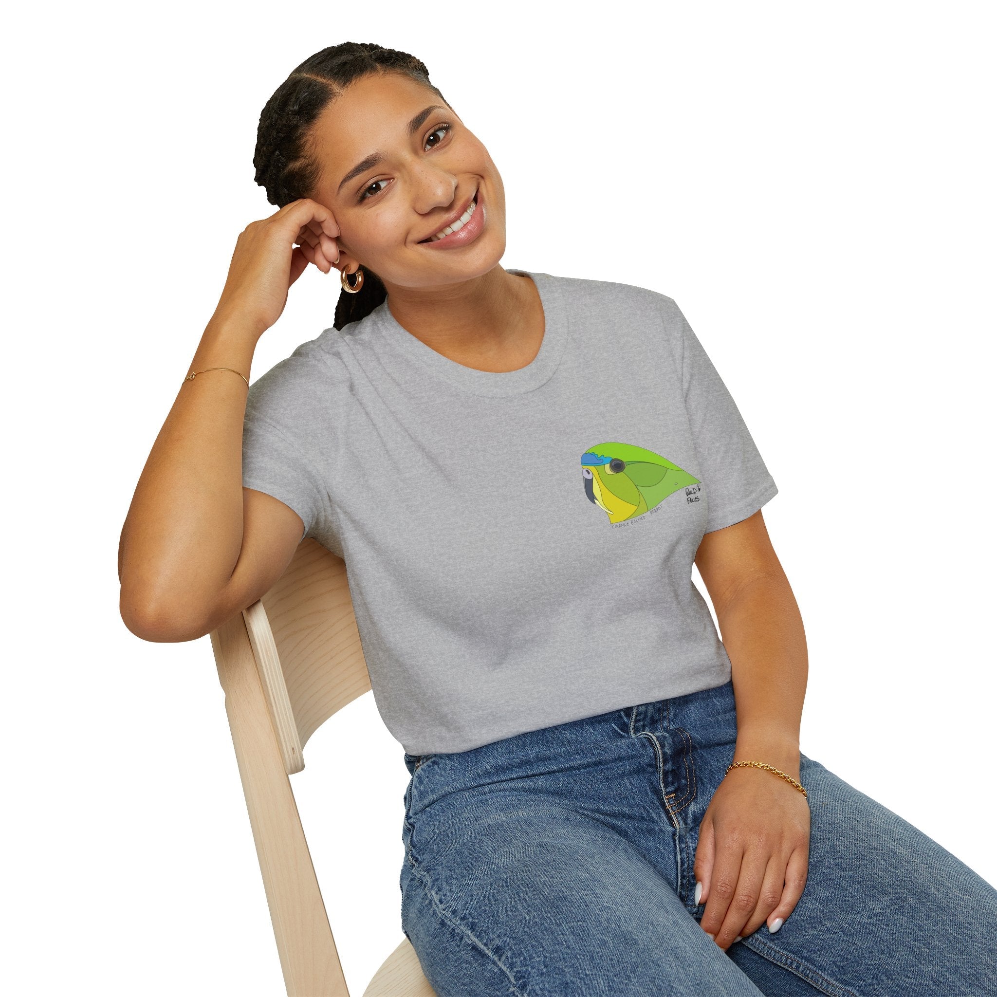 Orange-bellied Parrot - Small design- Unisex Softstyle T-Shirt Printify