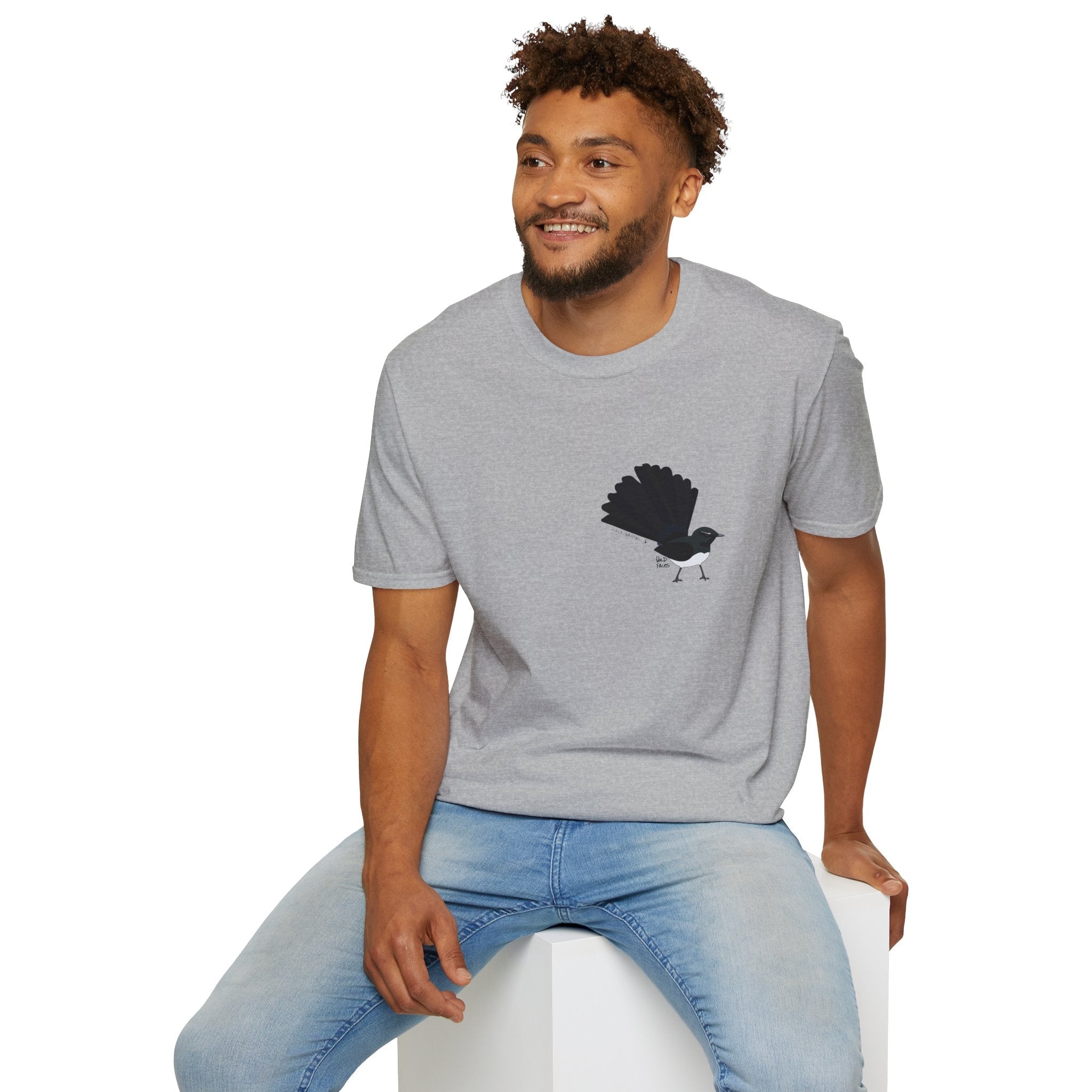 Willy Wagtail - Small design - Unisex Softstyle T-Shirt Printify