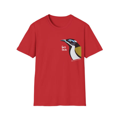 Blue-faced Honeyeater- Small design (white font)- Small design - Unisex Softstyle T-Shirt