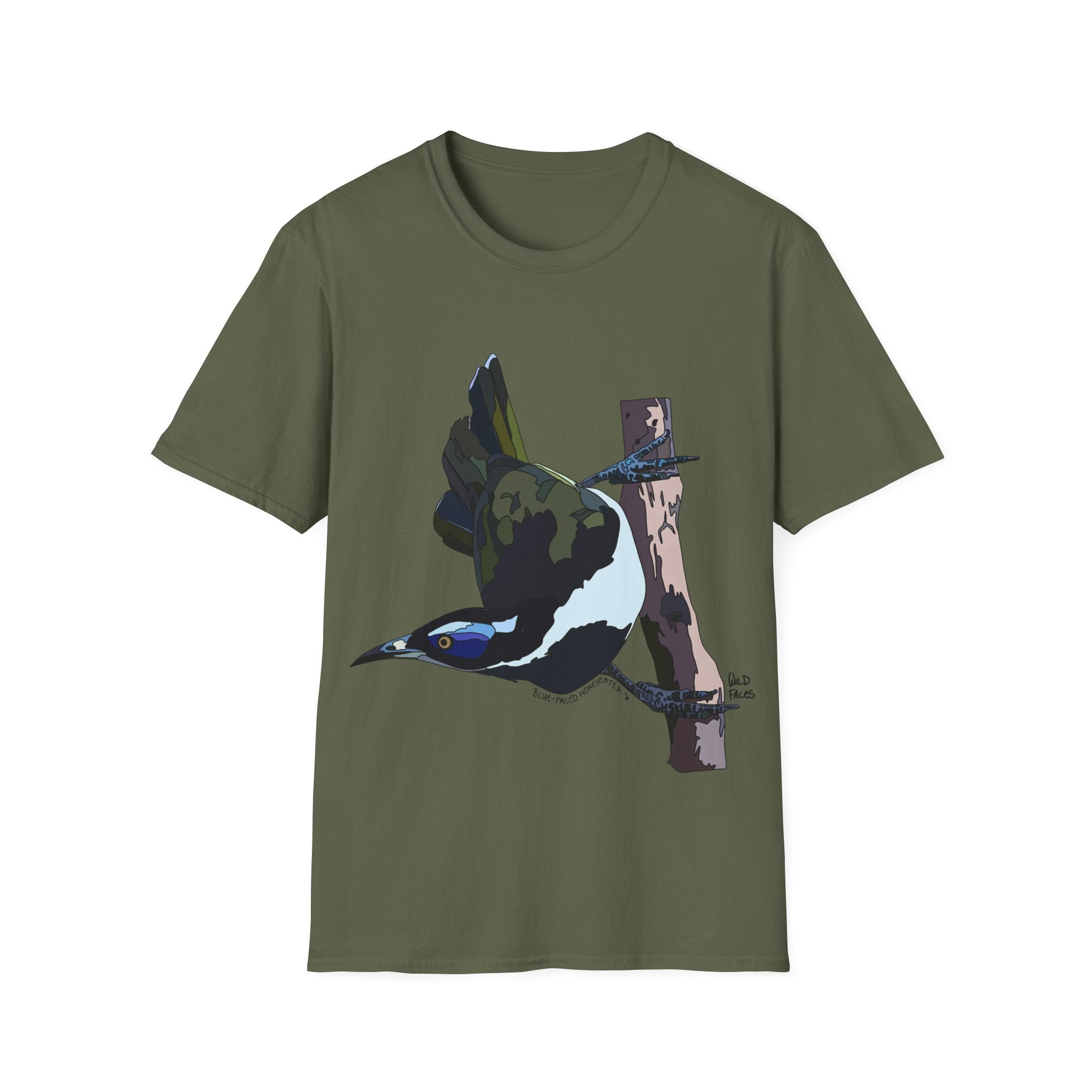 Blue-faced Honeyeater - Unisex Softstyle T-Shirt Printify