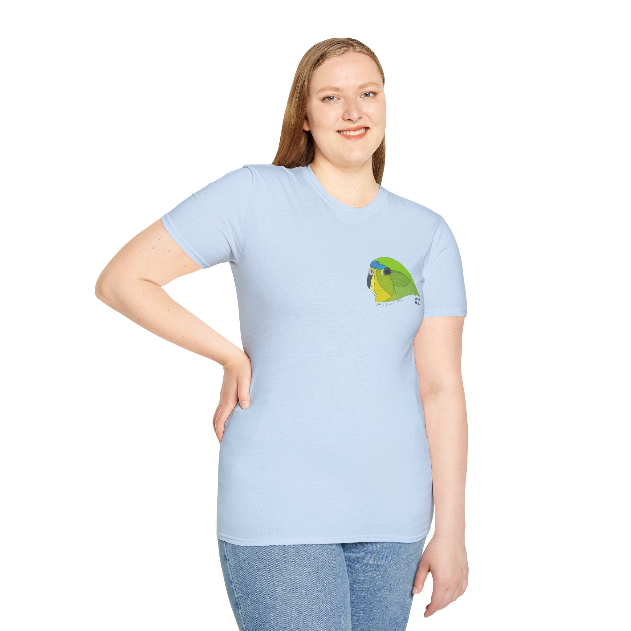 Orange-bellied Parrot - Small design- Unisex Softstyle T-Shirt Printify