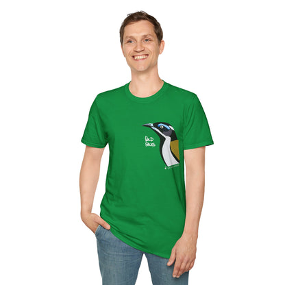 Blue-faced Honeyeater- Small design (white font)- Small design - Unisex Softstyle T-Shirt