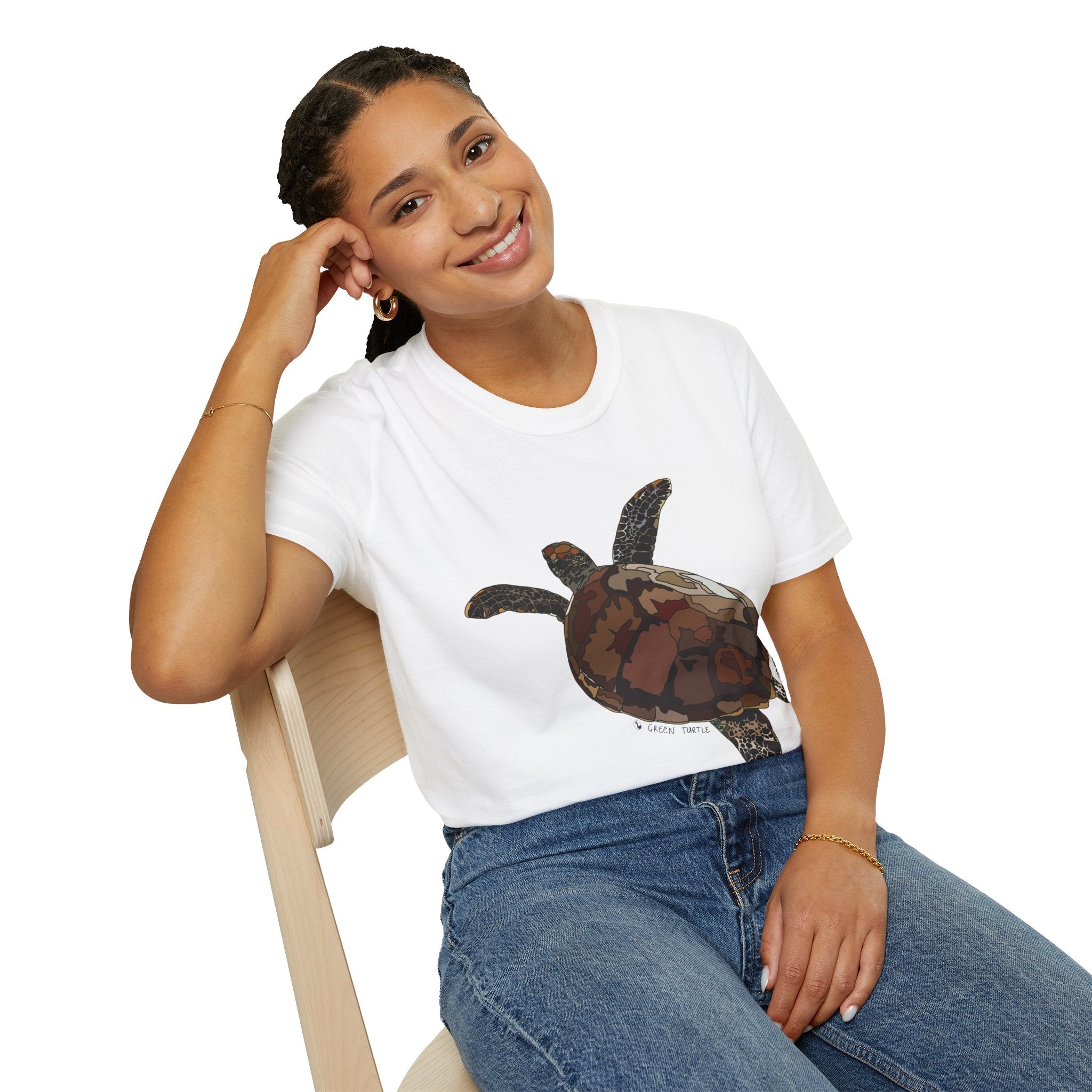 Green Turtle - Unisex Softstyle T-Shirt Printify