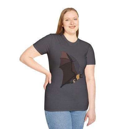 Spectacled Flying Fox (in flight) - Unisex Softstyle T-Shirt