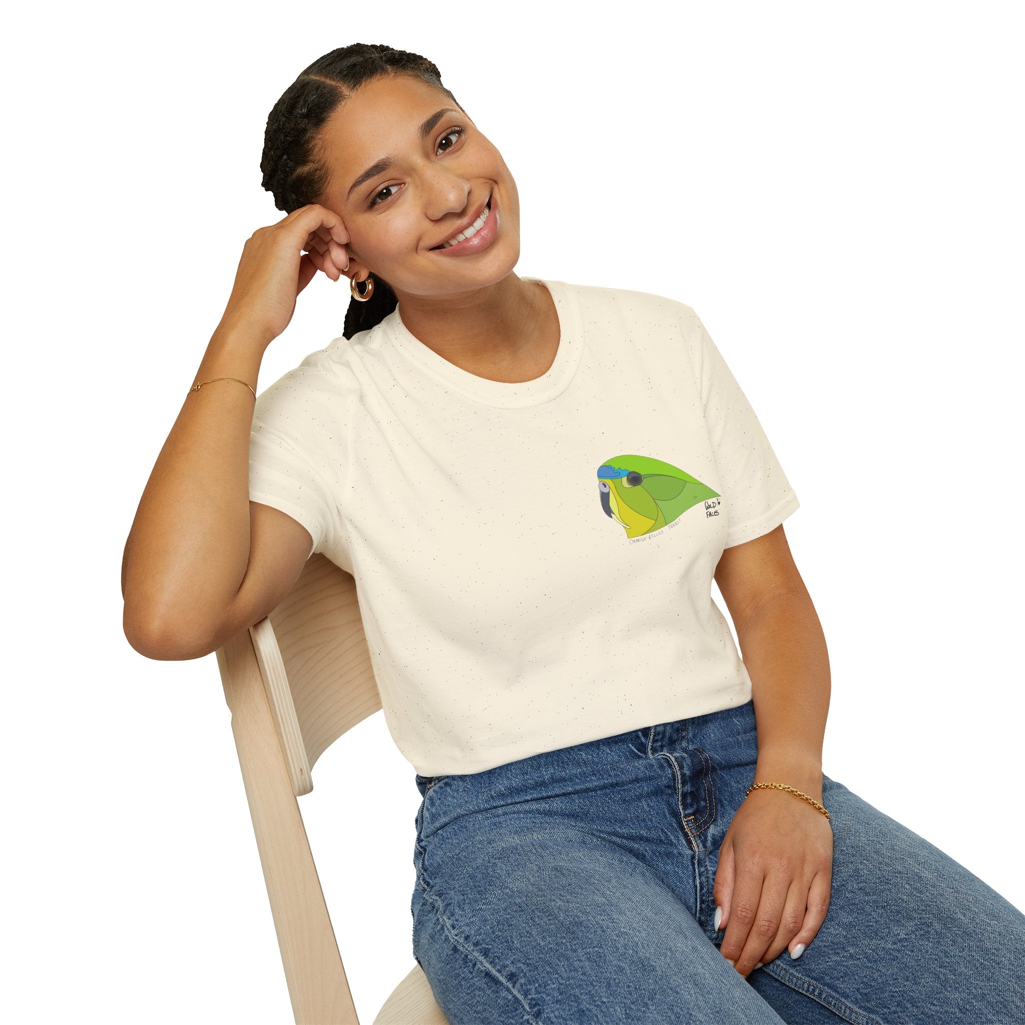Orange-bellied Parrot - Small design- Unisex Softstyle T-Shirt Printify