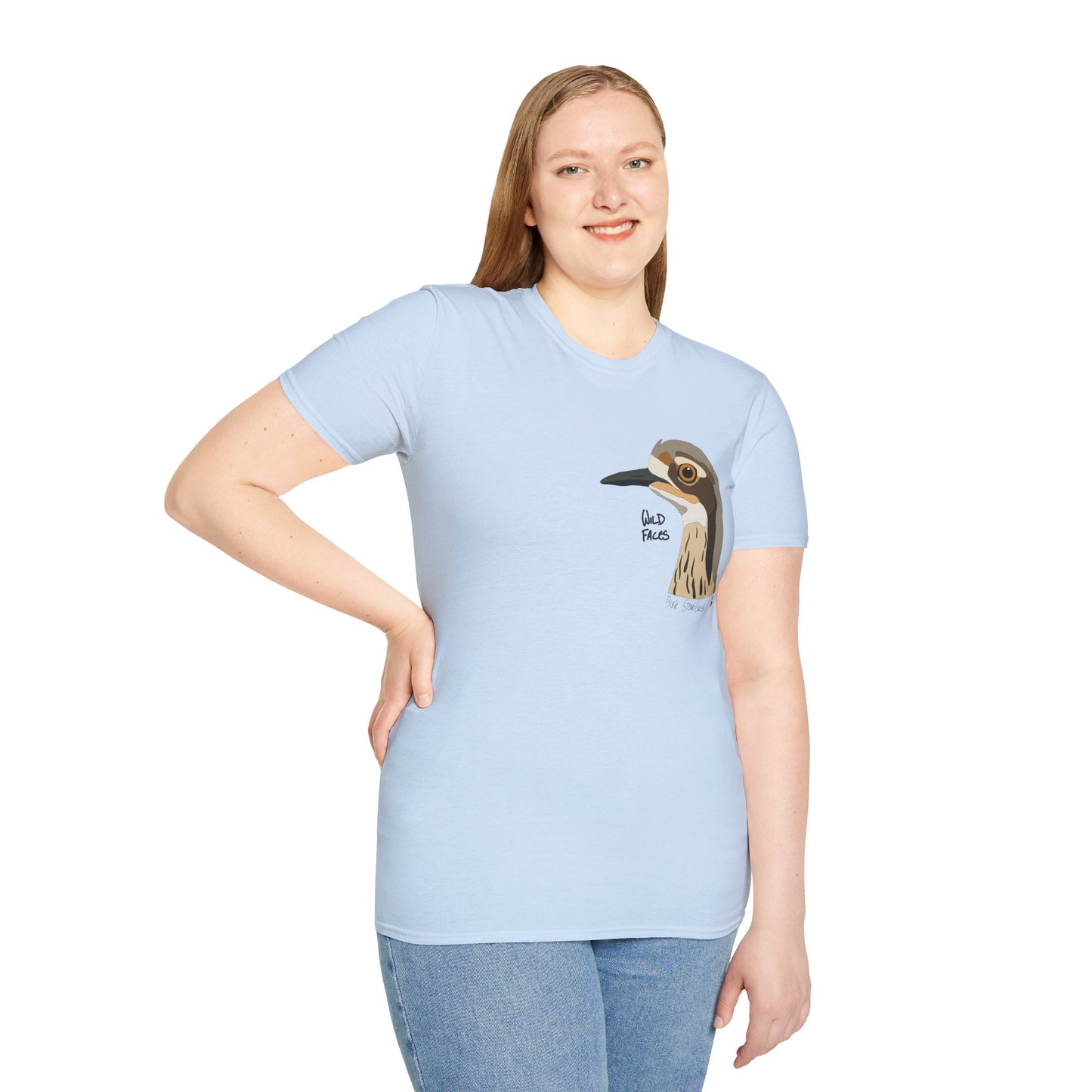 Bush Stone-curlew Head- Small design - Unisex Softstyle T-Shirt