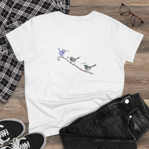 Trio of Fairywrens - Women's Midweight Cotton Tee Printify
