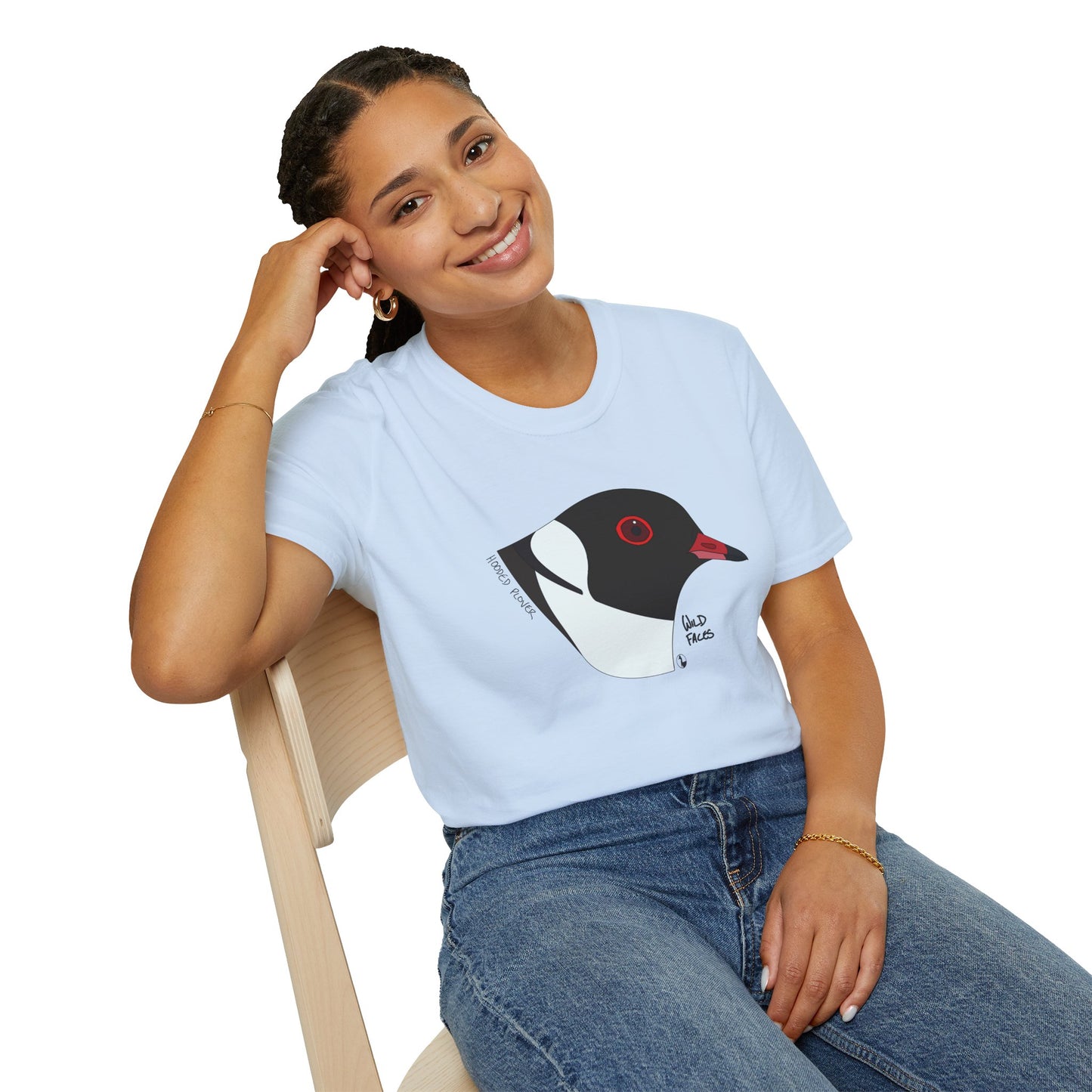 Hooded Plover Head- Unisex Softstyle T-Shirt