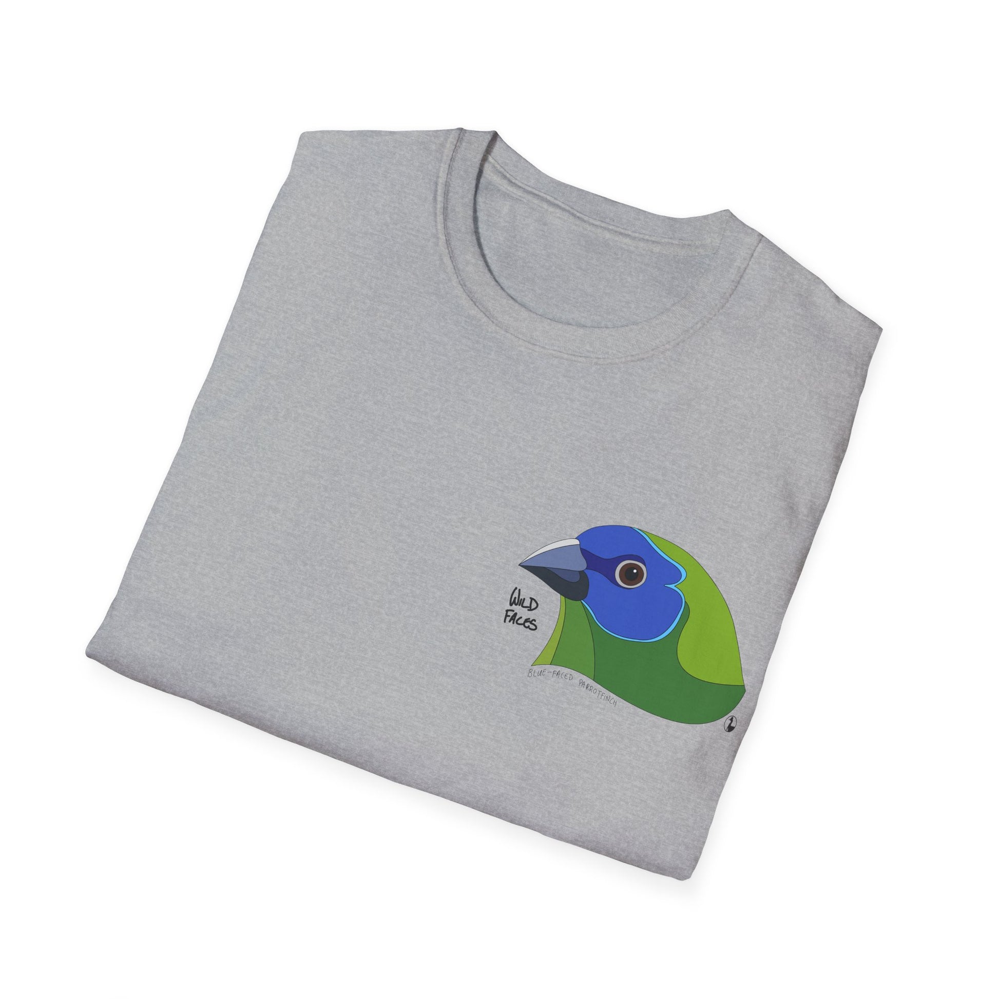 Blue-faced Parrotfinch - Small design - Unisex Softstyle T-Shirt Printify