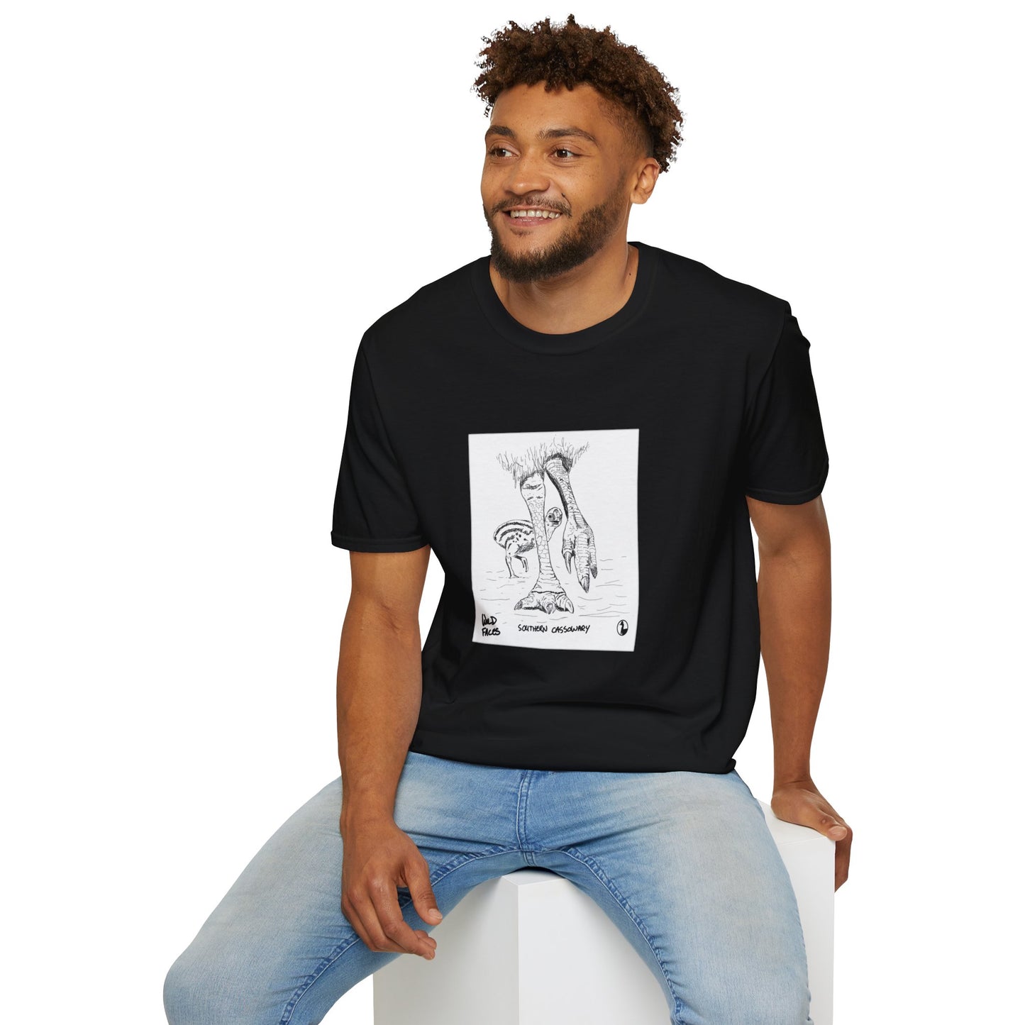 Southern Cassowary with chick - Unisex Softstyle T-Shirt