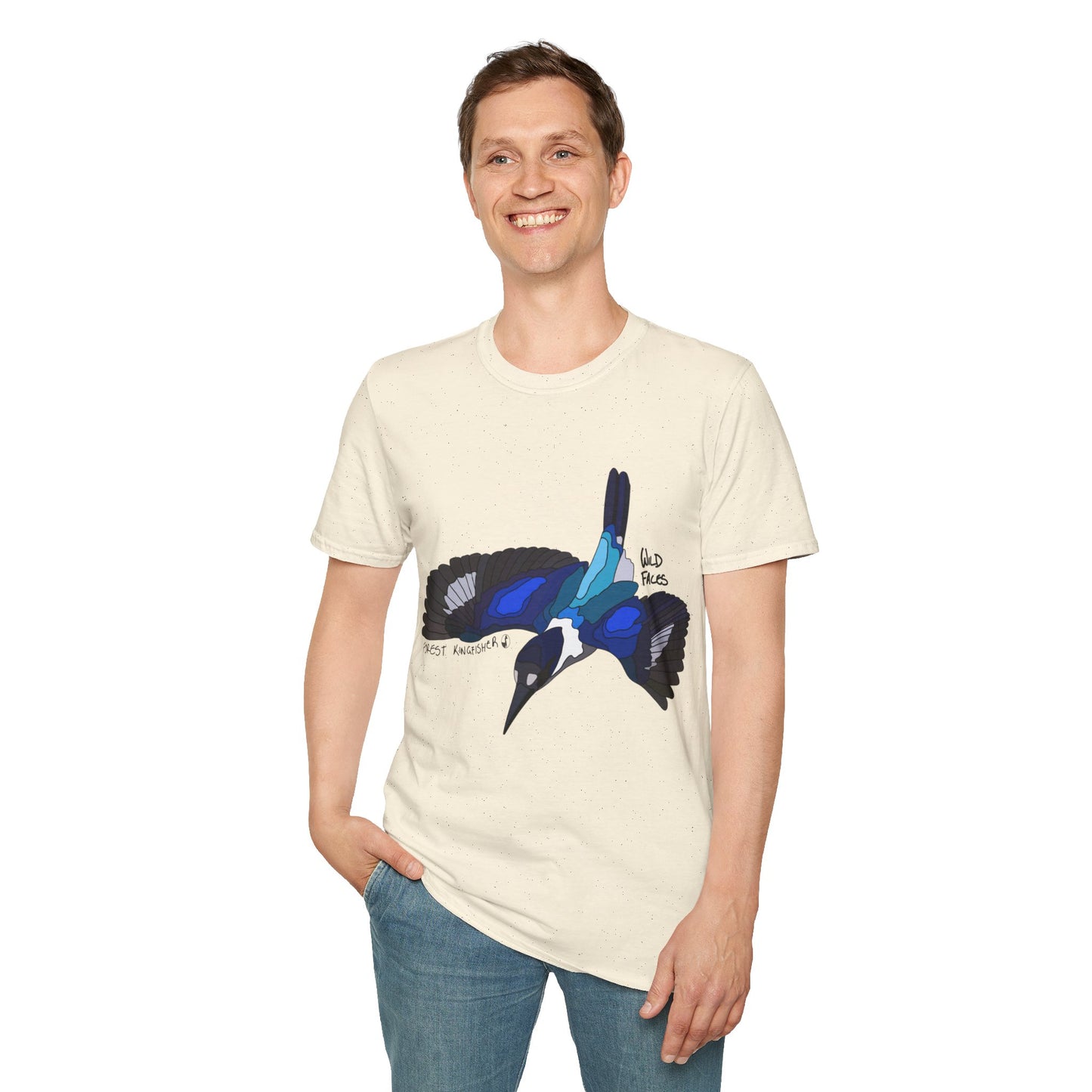 Forest Kingfisher (flying) - Unisex Softstyle T-Shirt