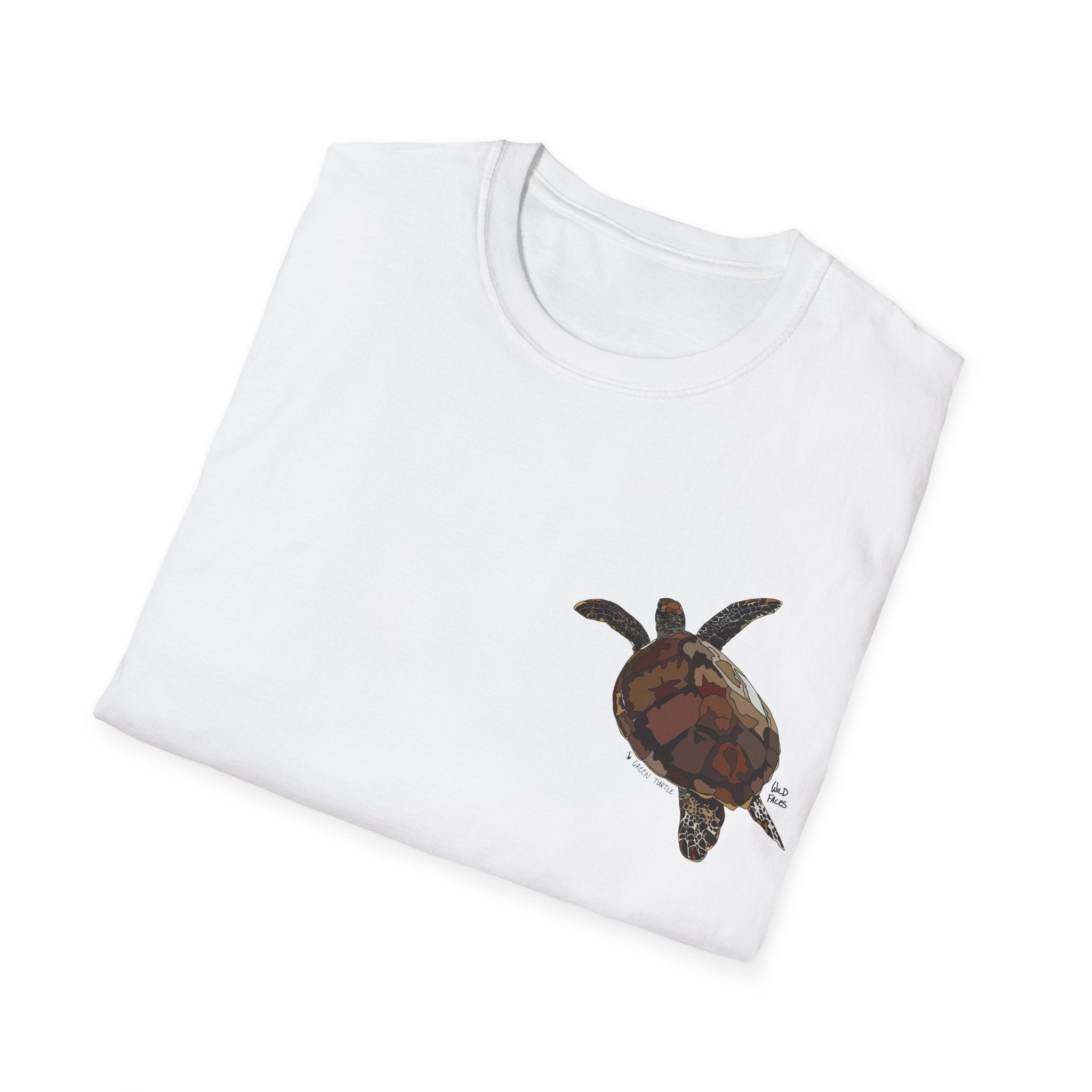 Green Turtle - Small design - Unisex Softstyle T-Shirt Printify