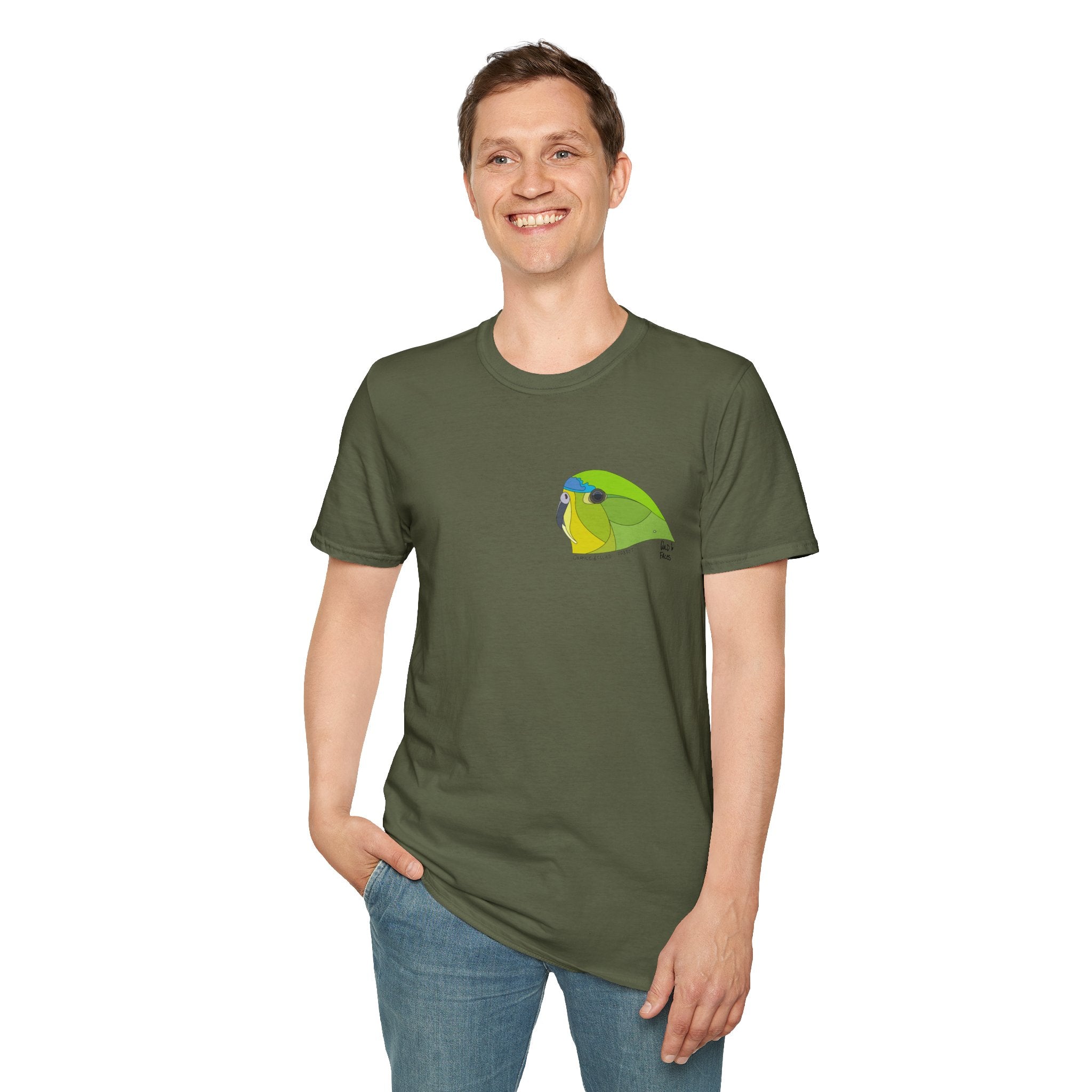 Orange-bellied Parrot - Small design- Unisex Softstyle T-Shirt Printify