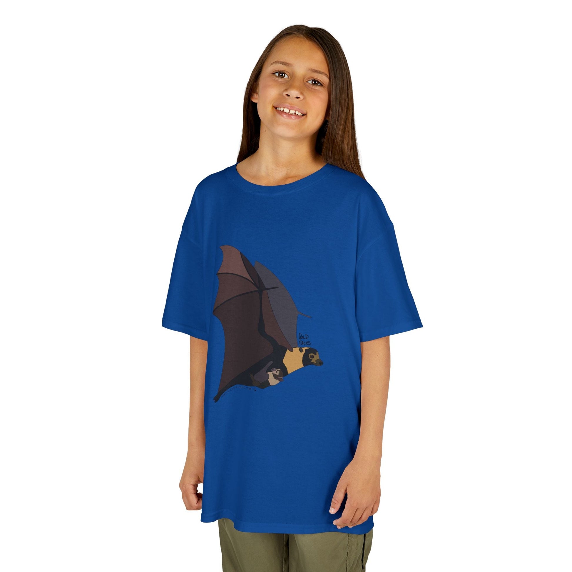 Spectacled Flying Fox (in flight) | Kids Heavy Cotton™ Tee Printify