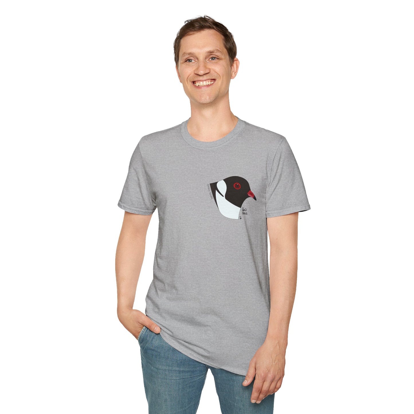 Hooded Plover Head-Small design- Unisex Softstyle T-Shirt