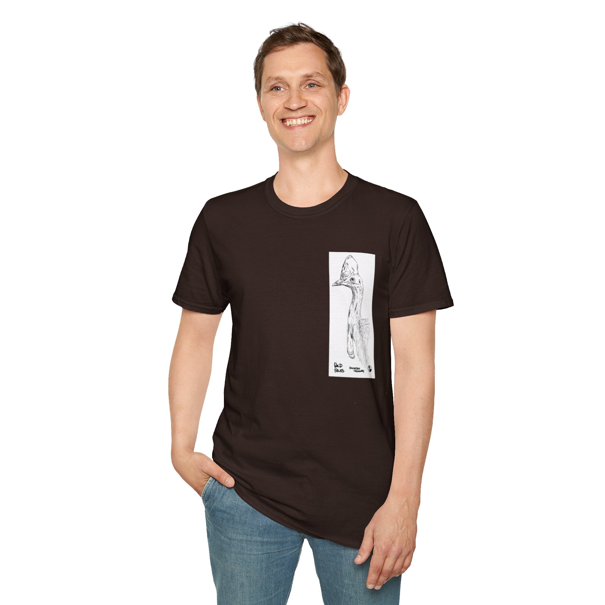 Southern Cassowary (sketch) - Unisex Softstyle T-Shirt Printify