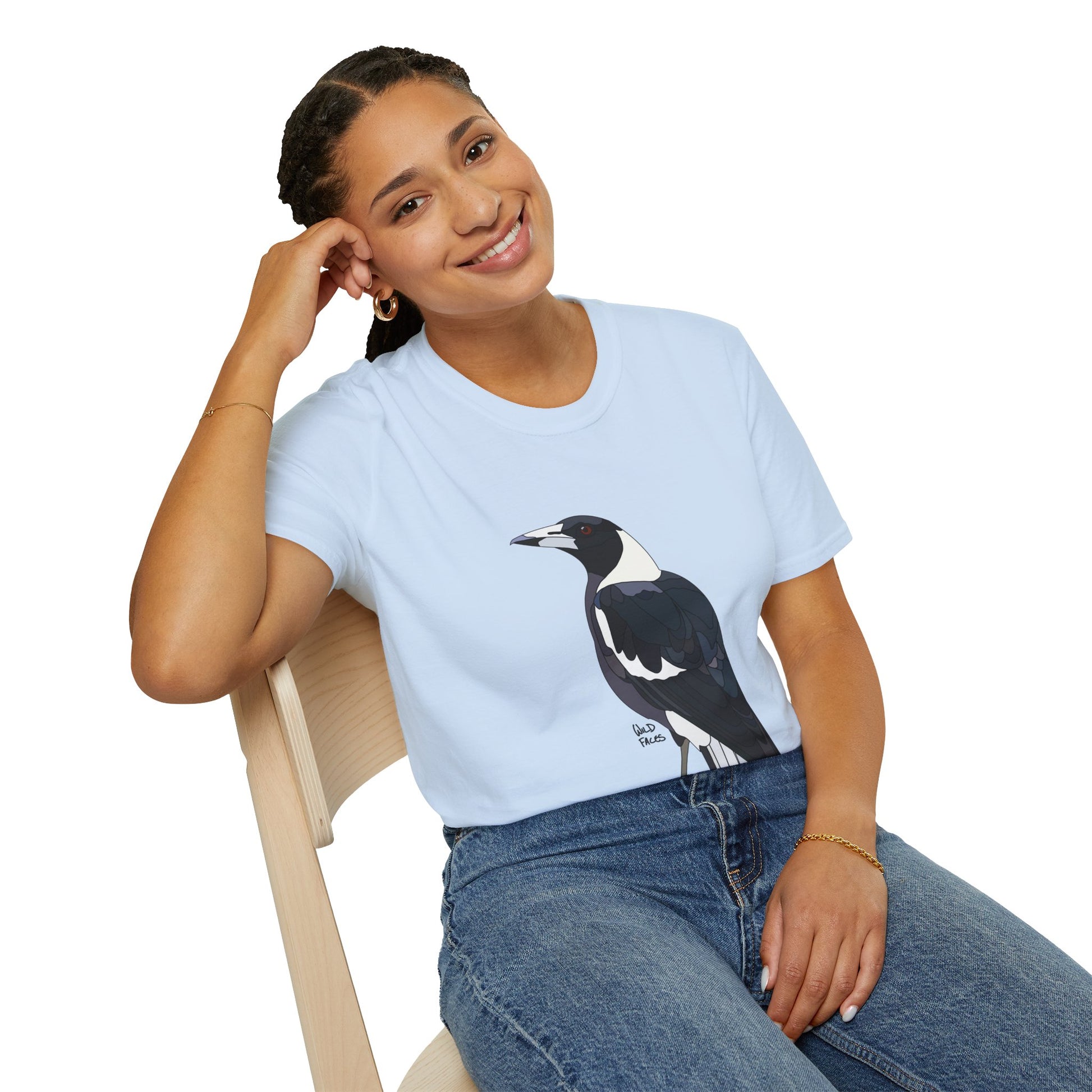 Australian Magpie - Unisex Softstyle T-Shirt Printify