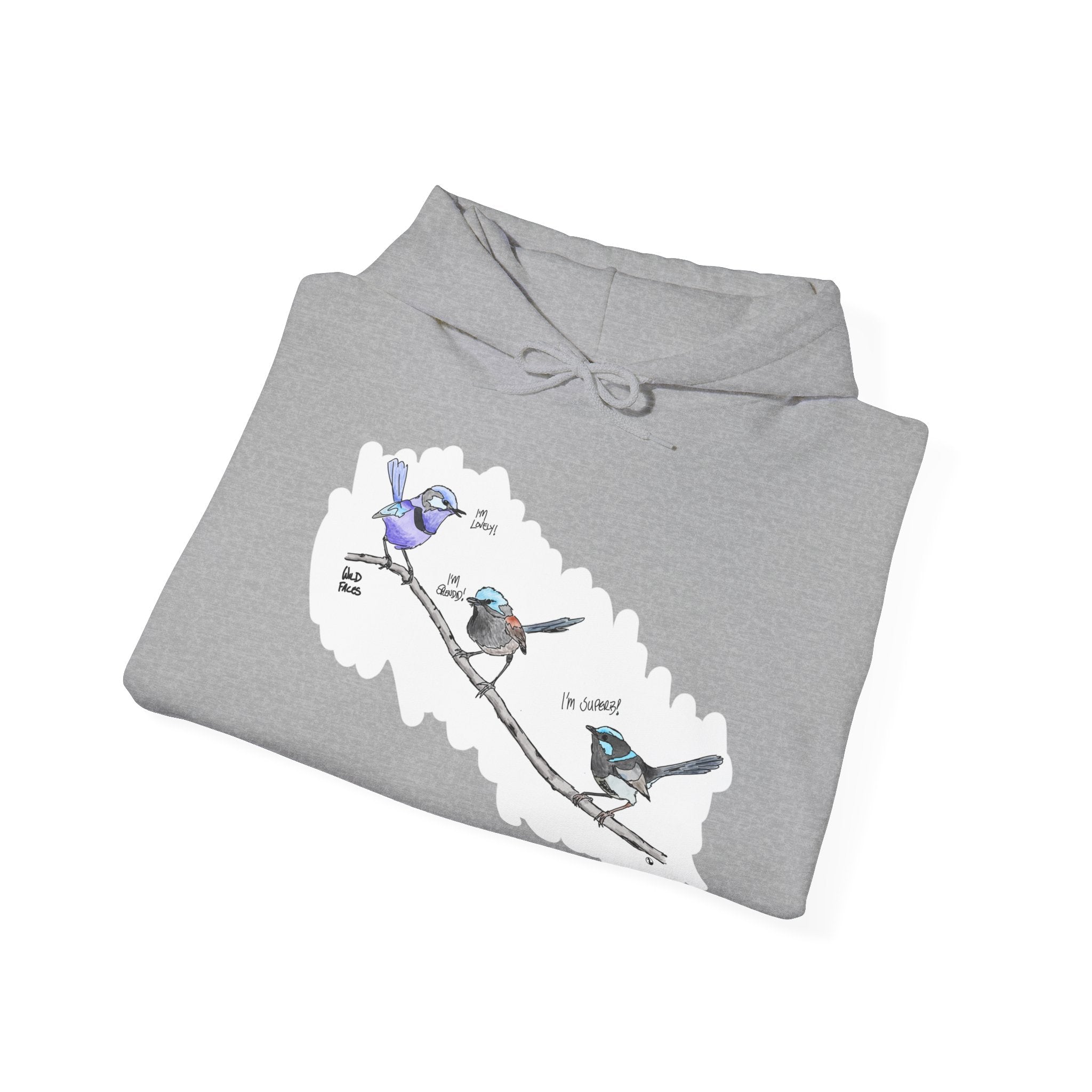 A trio of Fairywrens (spendid, superb and lovely) | Unisex Heavy Blend™ Hooded Sweatshirt Printify