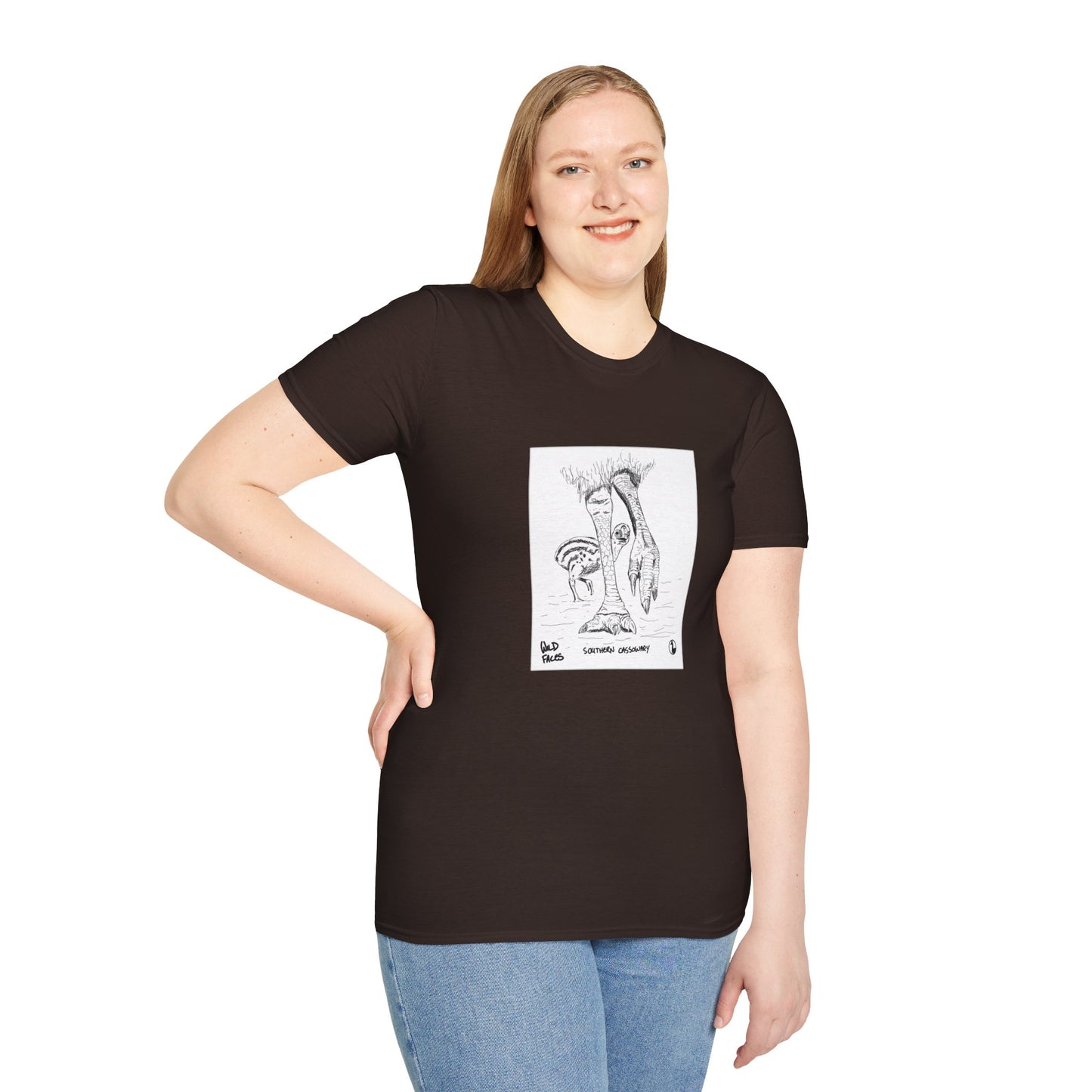 Southern Cassowary with chick - Unisex Softstyle T-Shirt