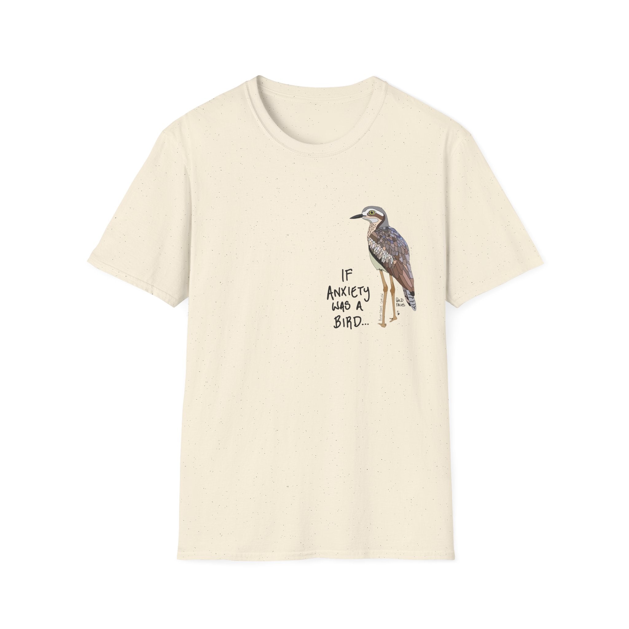 If anxiety was a bird - Bush Stone-curlew- Small design - Unisex Softstyle T-Shirt
