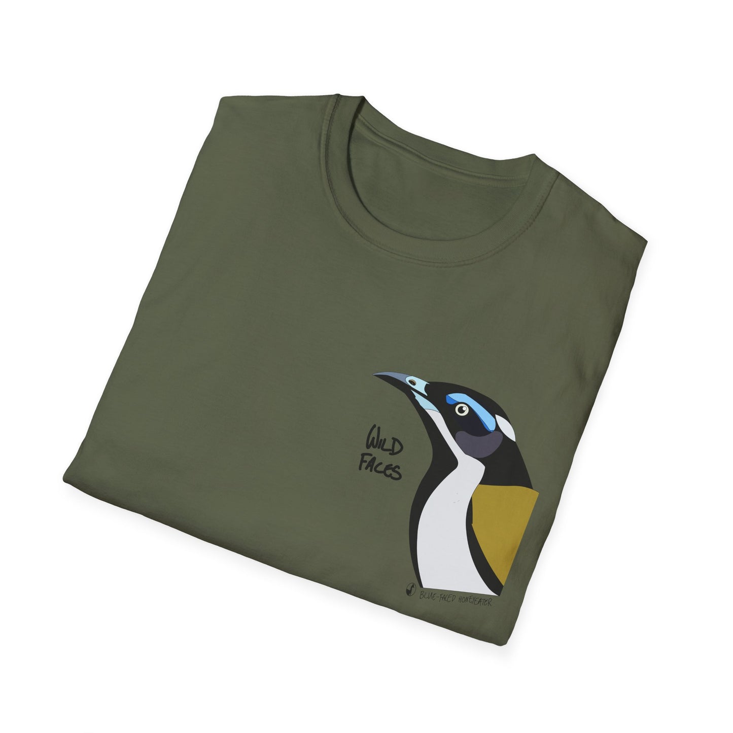 Blue-faced Honeyeater- Small design - Unisex Softstyle T-Shirt