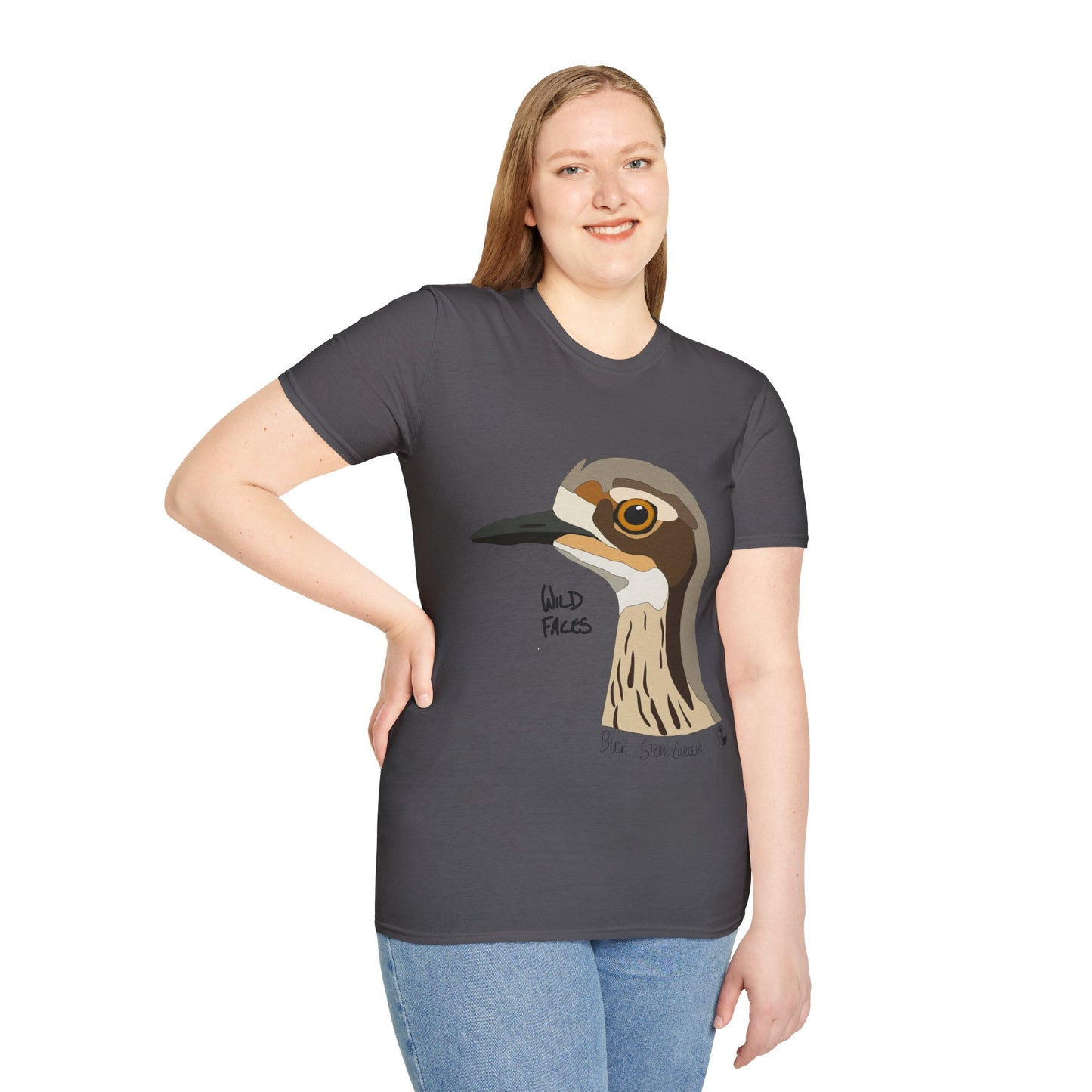 Bush Stone-curlew Head - Unisex Softstyle T-Shirt