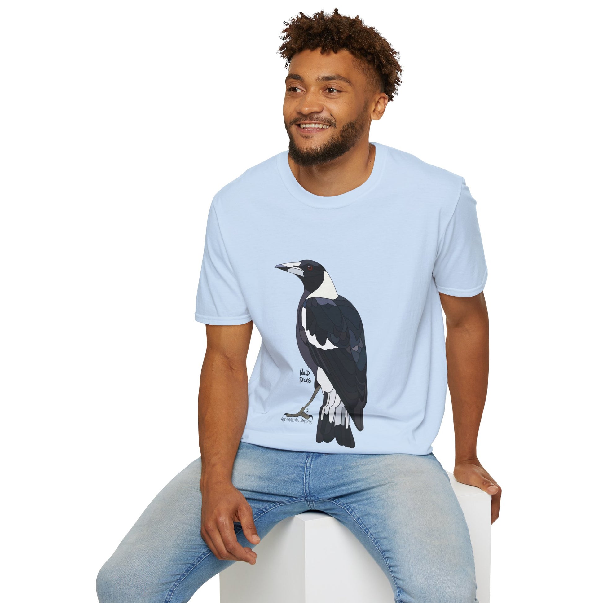 Australian Magpie - Unisex Softstyle T-Shirt Printify