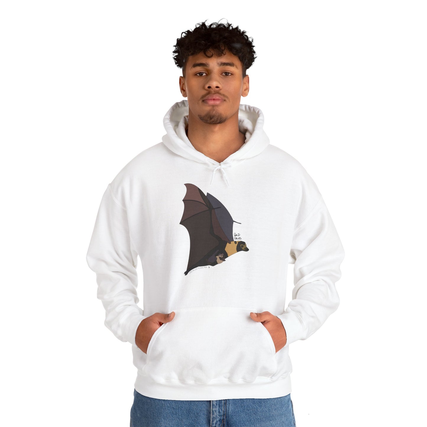 Spectacled Flying Fox (in flight) | Unisex Heavy Blend™ Hooded Sweatshirt