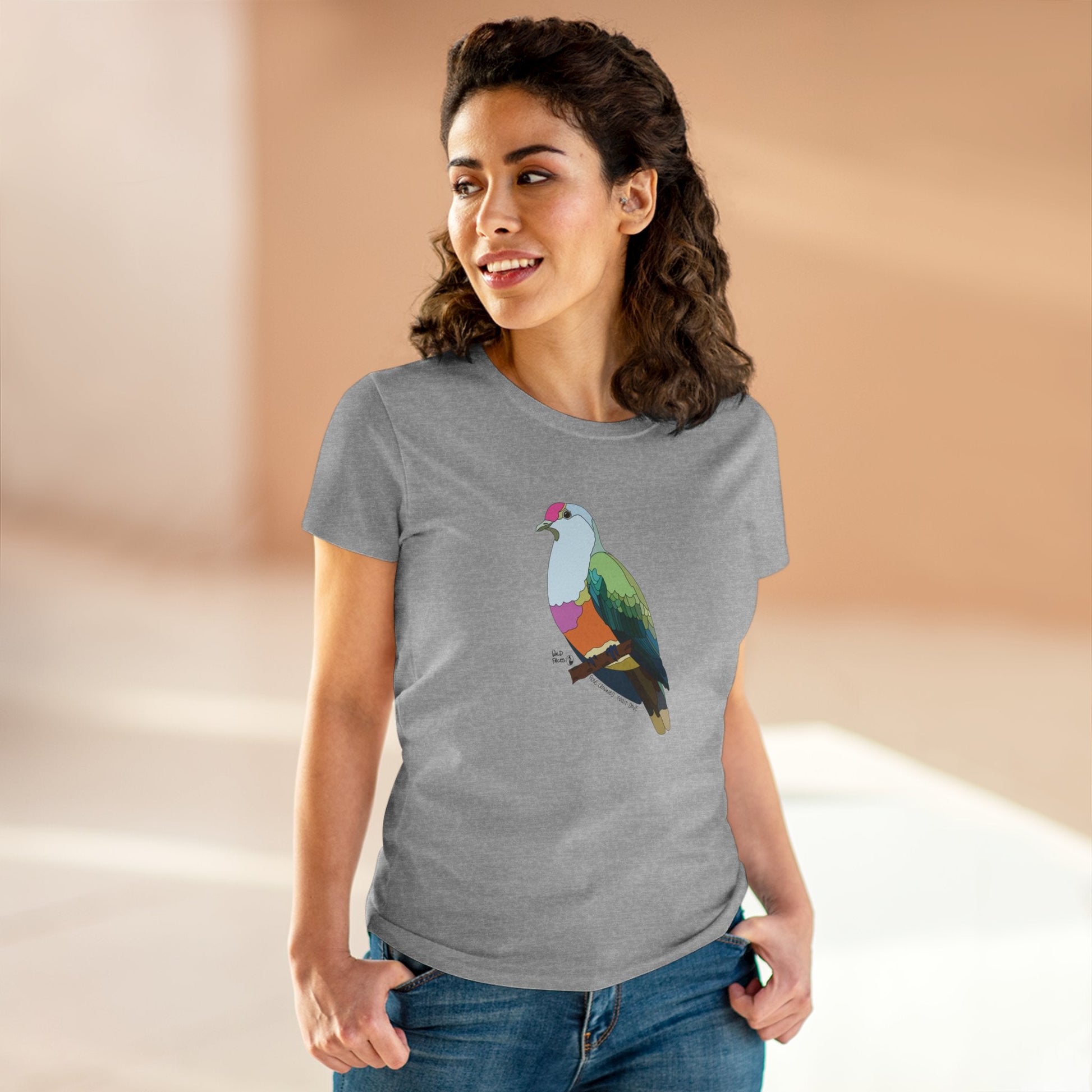 Rose-crowned Fruit Dove - Women's Midweight Cotton Tee Printify